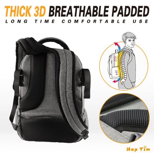  [아마존 핫딜] [아마존핫딜]Hap Tim HapTim Multi-Function Large Baby Diaper Bag Backpack W/Stroller Straps-Insulated Pockets-Changing Pad, Stylish & Durable with Anti-Water Material(Gray-5284)