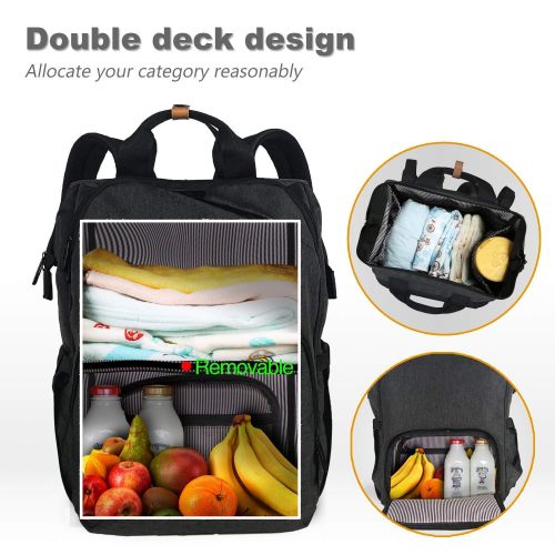  [아마존핫딜][아마존 핫딜] Hap Tim Diaper Bag Backpack, Large Capacity Travel Back Pack Maternity Baby Nappy Changing Bags, Double Compartments with Stroller Straps, Waterproof, Black (US7340-DG)
