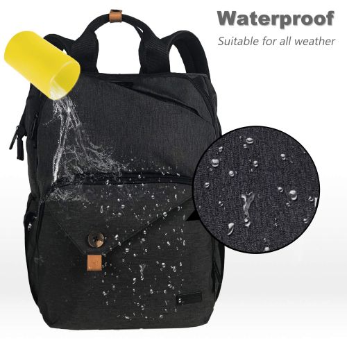  [아마존핫딜][아마존 핫딜] Hap Tim Diaper Bag Backpack, Large Capacity Travel Back Pack Maternity Baby Nappy Changing Bags, Double Compartments with Stroller Straps, Waterproof, Black (US7340-DG)