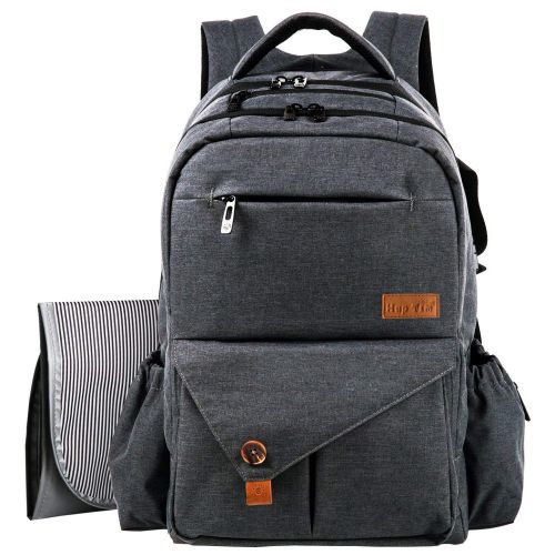 [아마존베스트]Hap Tim HapTim Multi-function Large Baby Diaper Bag Backpack W/Stroller Straps-Insulated Bottle Pockets-Changing Pad,Stylish & Durable(Dark Gray-5284)