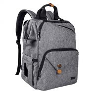 [아마존베스트]Hap Tim Diaper Bag Backpack,Large Capacity Travel Back Pack Maternity Baby Nappy Changing Bags, Double Compartments with Stroller Straps,Waterproof,Gray(US7340-G)