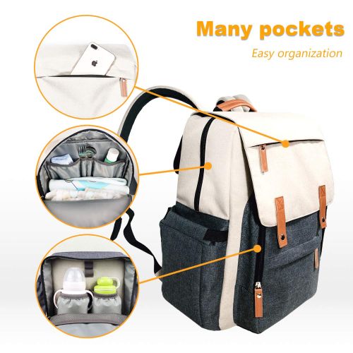  [아마존베스트]Hap Tim Diaper Bag Backpack Muilti-Function Waterproof Large Capacity Travel Diaper Backpack for...