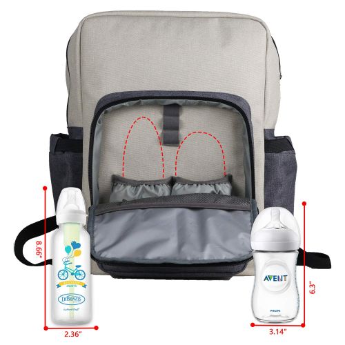  [아마존베스트]Hap Tim Diaper Bag Backpack Muilti-Function Waterproof Large Capacity Travel Diaper Backpack for...