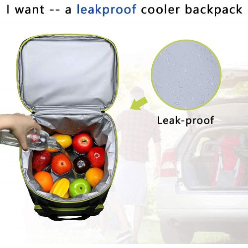  Hap Tim Backpack Cooler Insulated Leak-Proof Cooler Backpack Large Capacity 30 Cans Soft Cooler Bag for Men Women to Picnics, Hiking, Camping, Beach, Lunch, Park or Day Trips(13760