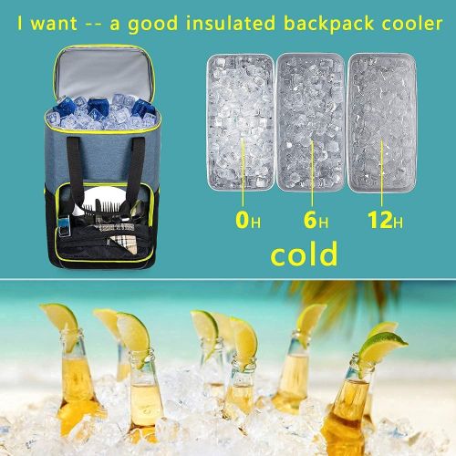  Hap Tim Backpack Cooler Insulated Leak-Proof Cooler Backpack Large Capacity 30 Cans Soft Cooler Bag for Men Women to Picnics, Hiking, Camping, Beach, Lunch, Park or Day Trips(13760