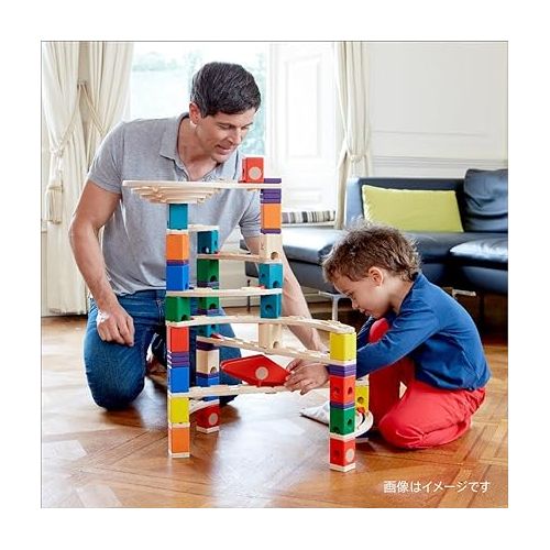  Hape Quadrilla Wooden Marble Run Construction - Vertigo - Quality Time Playing Together Safe and Smart Play for Smart Families,Multicolor