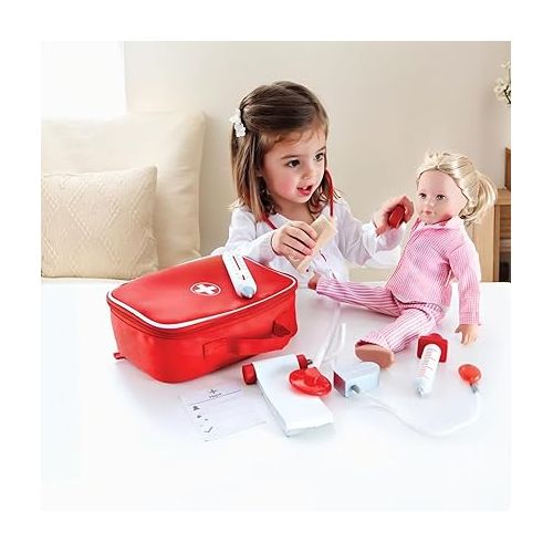  Award Winning Hape Doctor on Call Wooden Toddler Role Play and Accessory Set Red, L: 7.5, W: 3.1, H: 6.3 inch