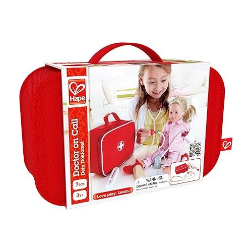  Award Winning Hape Doctor on Call Wooden Toddler Role Play and Accessory Set Red, L: 7.5, W: 3.1, H: 6.3 inch