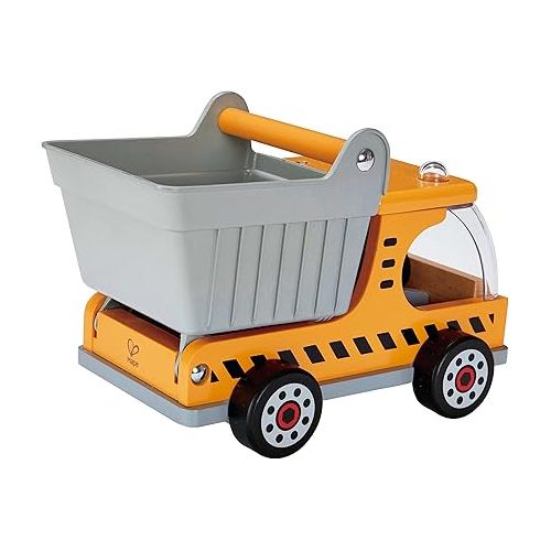  Hape Dump Truck Kid's Wooden Construction Toys Vehicle Multicoloured, L: 10.2, W: 5.7, H: 6.6 inch