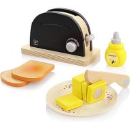 Hape Wooden Black Pop up Toaster Set| Pretend Play Kitchen Playset with Toast, Butter and Honey for Preschoolers Ages 3 Years and Up