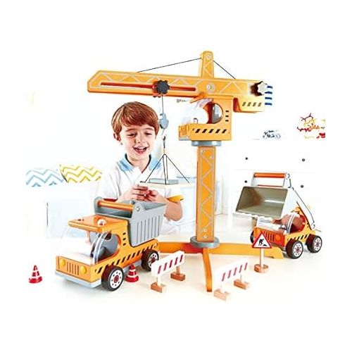  Award Winning Hape Playscapes Crane Lift Playset Yellow, L: 17.8, W: 16.5, H: 21.2 inch,unisex-children