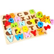 Hape Wooden Alphabet Puzzle| Wooden ABC Letters Colorful Educational Learning Puzzle Toy Board for Toddlers