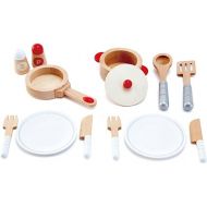Hape Cook & Serve Set | 13 Piece Wooden Pretend Play Cooking Set with Accessories