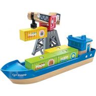 Hape Cargo Ship & Crane | Toy Boat and Crane Playset, for Children Ages 3Y+