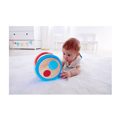  Hape Baby Drum | Colorful Rolling Drum Musical Instrument Toy For Toddlers, Rhythm & Sound Learning, Battery Powered (E0333), L: 5.9, W: 5.9, H: 5 inch