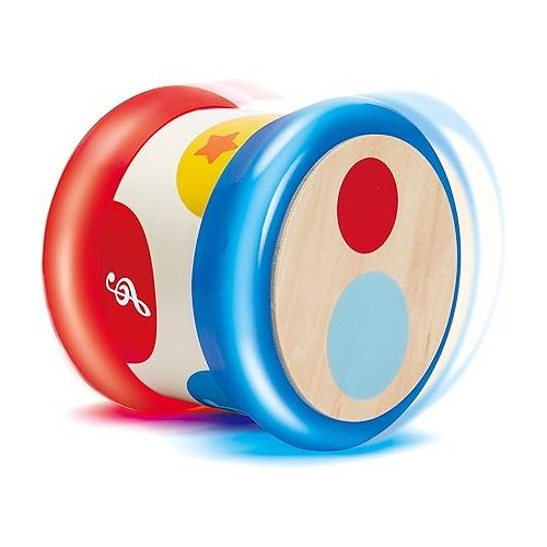  Hape Baby Drum | Colorful Rolling Drum Musical Instrument Toy For Toddlers, Rhythm & Sound Learning, Battery Powered (E0333), L: 5.9, W: 5.9, H: 5 inch