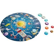 Hape Solar System Puzzle | Round Solar System Puzzle Toy for Kids, Exploratory Skills, Solid Wood Pieces and A Glowing LED Sun L: 22.6, W: -, H: 22.6 inch For 5+ Years