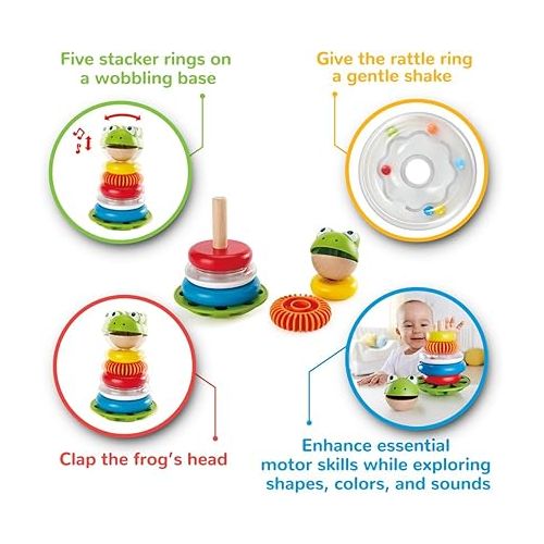  Hape E0457 Mr Frog Stacking Rings - Toddler Activity Toy L: 4.7, W: 4.7, H: 7.3 inch