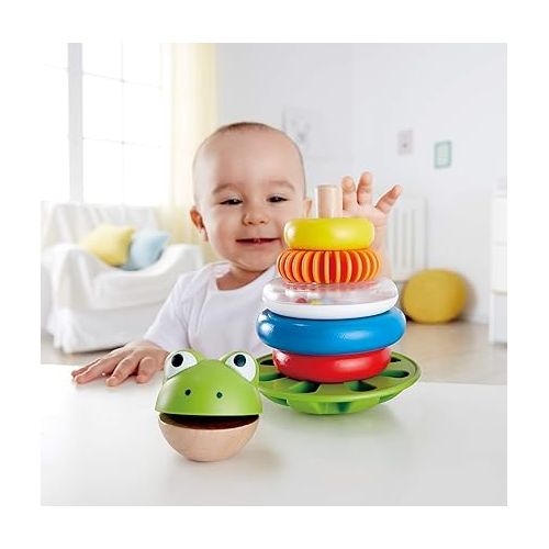  Hape E0457 Mr Frog Stacking Rings - Toddler Activity Toy L: 4.7, W: 4.7, H: 7.3 inch