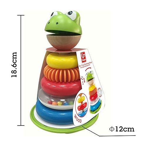  Hape E0457 Mr Frog Stacking Rings - Toddler Activity Toy L: 4.7, W: 4.7, H: 7.3 inch