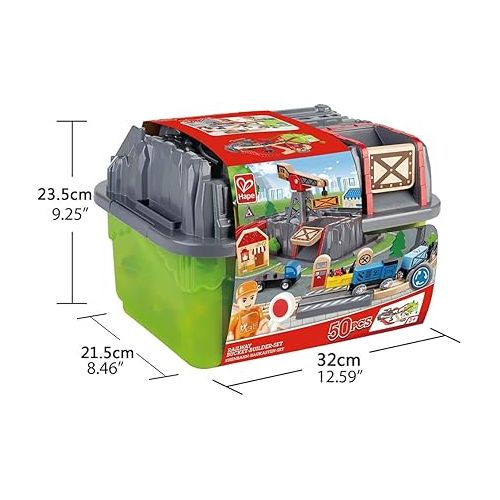  Hape Railway Bucket-Builder-Set L: 19.7, W: 31.5, H: 5.5 inch