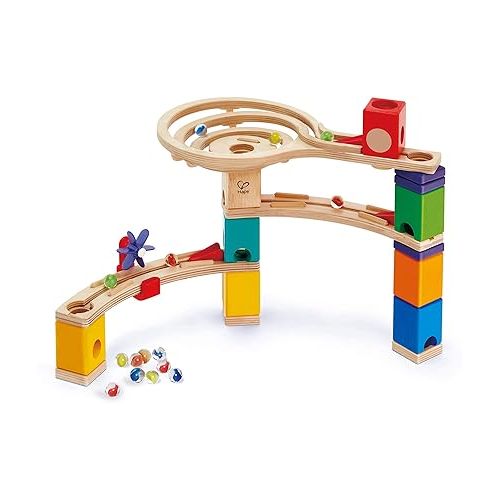  Hape Quadrilla Race to the Finish Marble Run Blocks, Multicolor , 13.8 x 3.1 x 14.2 inches