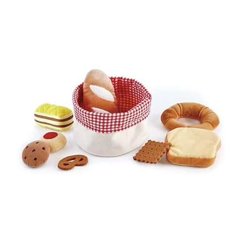  Hape Toddler Bread Basket |Soft Pretend Food Playset for Kids, Bread Toy Basket includes Toast, Jam Cookie, Cake, Soda Biscuit and More