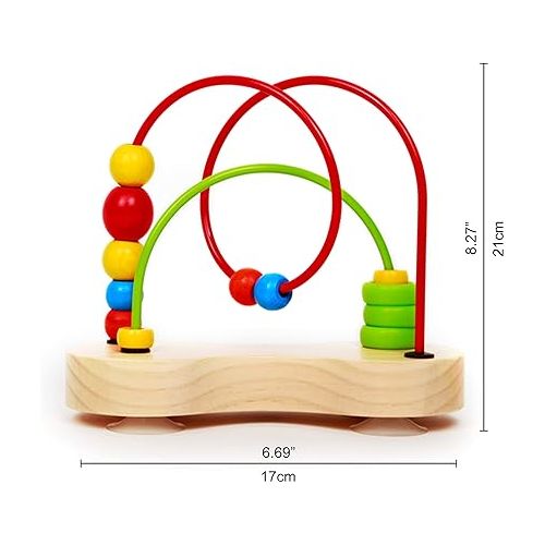  Award Winning Hape Double Bubble Wooden Bead Maze Multicolor, L: 3.5, W: 8.5, H: 7.6 inch, 6+ Months