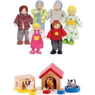 Hape Award Winning Wooden Dollhouse with Pet Set, Unique Accessories for Imaginative Play, 6 Family Figures - Adults 4.3