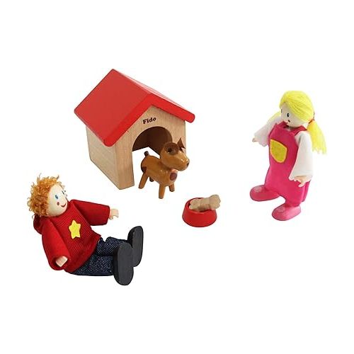  Hape Award Winning Wooden Dollhouse with Pet Set, Unique Accessories for Imaginative Play, 6 Family Figures - Adults 4.3