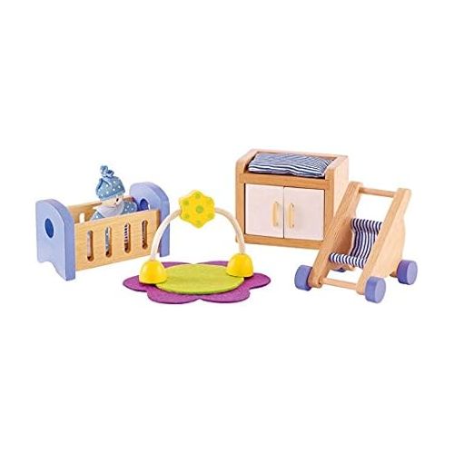  Hape Wooden Doll House Furniture Baby's Room Set,White