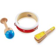 Hape Junior Percussion Set | 3 Piece Wooden Percussion Instrument Set for Toddlers, E0615