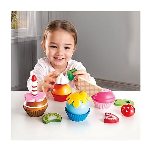  Hape Cupcakes | Colorful Wooden Cupcakes, Children’S Pretend Play Food Kitchen Toy