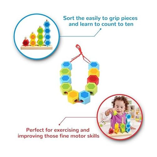  Hape Counting Stacker Toddler Wooden Stacking Block Set