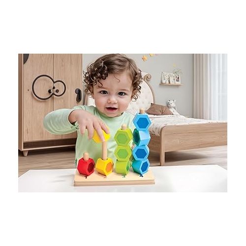  Hape Counting Stacker Toddler Wooden Stacking Block Set