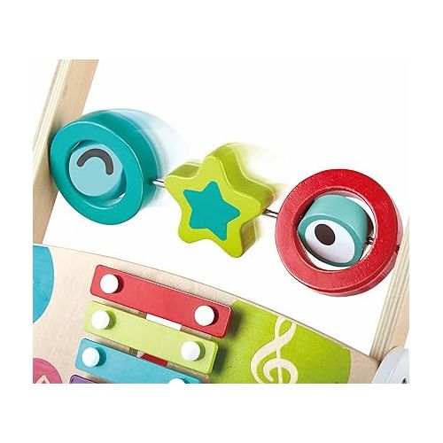  Hape Wooden Push and Pull Music Learning Walker| Multiple Activities Center for Toddlers Ages 10 Months and Up