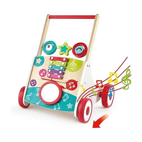  Hape Wooden Push and Pull Music Learning Walker| Multiple Activities Center for Toddlers Ages 10 Months and Up