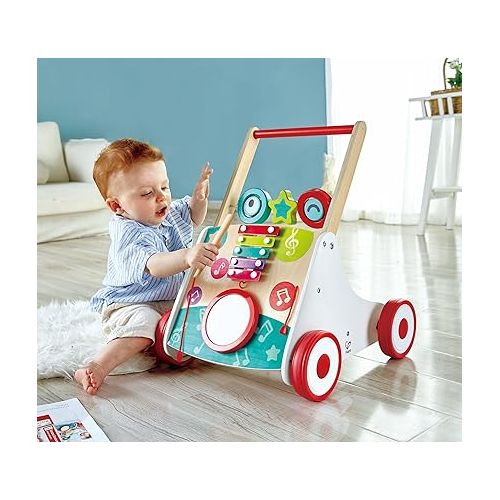  Hape Wooden Push and Pull Music Learning Walker| Multiple Activities Center for Toddlers Ages 10 Months and Up