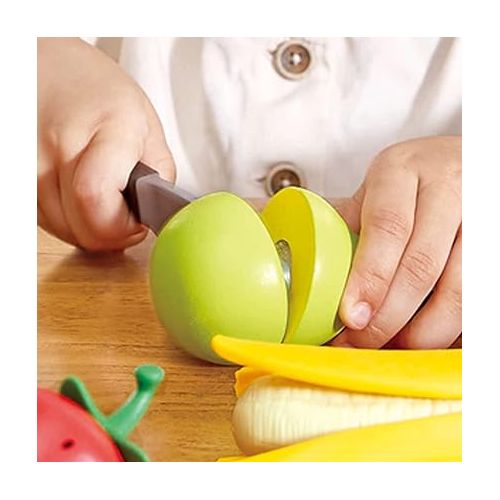  Hape Wooden Healthy Cutting Play Fruits with Play Knife| Pretend Play Wooden Kitchen Toys for Toddlers Age 3Y+