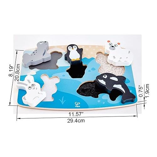  Hape Polar Animal Tactile Puzzle Game, Multicolor