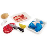 Hape Tasty Proteins Set | Wooden Pretend Play Food Set for Kids, Basic Play Cooking Ingredients and Accessories Set, Multicolor