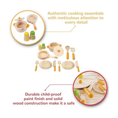  Hape Gourmet Play Kitchen Starter Accessories Wooden Play Set , White