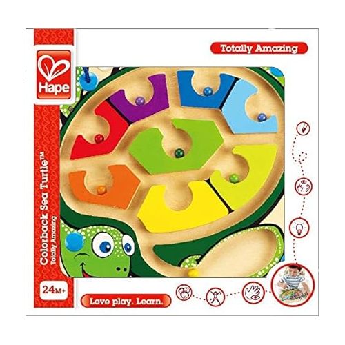  Award Winning Hape Totally Amazing Colorblock Sea Turtle Kid's Magnetic Wooden Bead Maze Puzzle , L: 8.8, W: 0.8, H: 9.6 inch