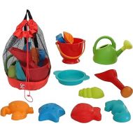 Hape Beach Toy Essential Set, Sand Toy Pack, Mesh Bag Included, E8603 , Red