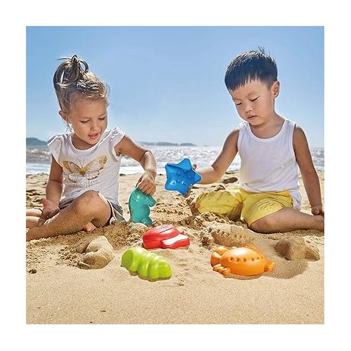  Hape Beach Toy Essential Set, Sand Toy Pack, Mesh Bag Included, E8603 , Red