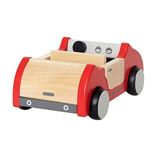  Hape Dollhouse Family Car | Wooden Dolls House Car Toy, Push Vehicle Accessory for Complete Doll House Furniture Set Red, L: 8.9, W: 3.5, H: 5.1 inch