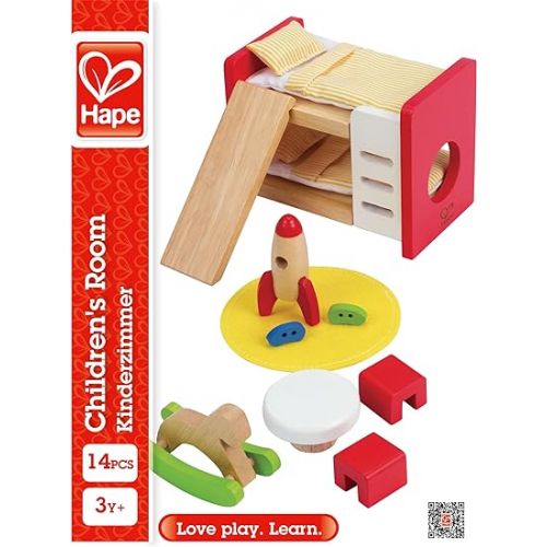  Hape Wooden Doll House Furniture Children's Room with Accessories