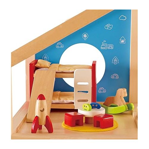  Hape Wooden Doll House Furniture Children's Room with Accessories