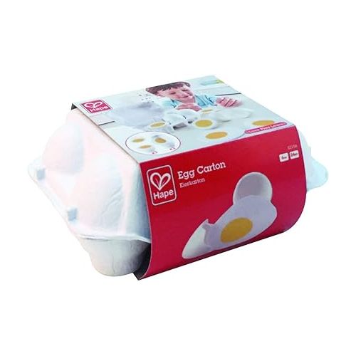  Hape Egg Carton Kitchen Toys Children Play Kitchen Game Food Toy for Kids Early Development, Learning (3Pcs Hard-Boiled Eggs & 3Pcs Fried Eggs)