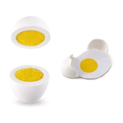 Hape Egg Carton Kitchen Toys Children Play Kitchen Game Food Toy for Kids Early Development, Learning (3Pcs Hard-Boiled Eggs & 3Pcs Fried Eggs)